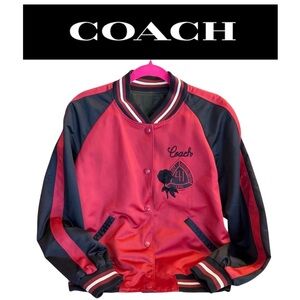 COACH Varsity Bomber Reversible
Jacket in Black and Dark Red, EUC